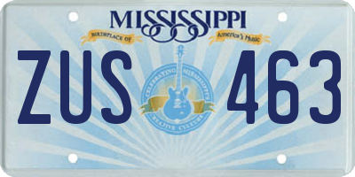 MS license plate ZUS463