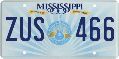 MS license plate ZUS466