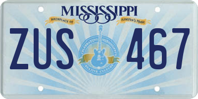 MS license plate ZUS467