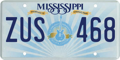 MS license plate ZUS468