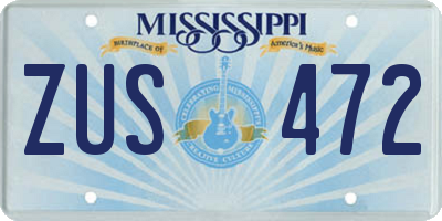 MS license plate ZUS472