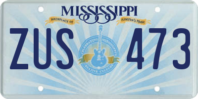 MS license plate ZUS473