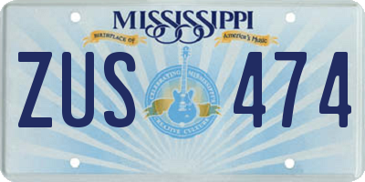 MS license plate ZUS474