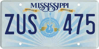 MS license plate ZUS475