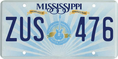 MS license plate ZUS476
