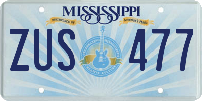 MS license plate ZUS477