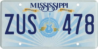 MS license plate ZUS478