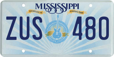 MS license plate ZUS480