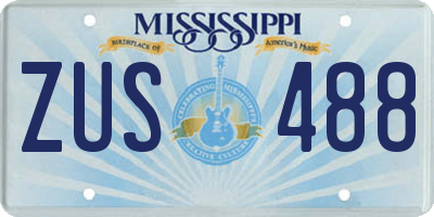 MS license plate ZUS488