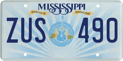 MS license plate ZUS490