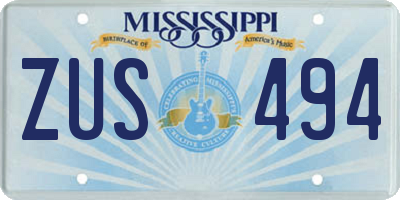 MS license plate ZUS494