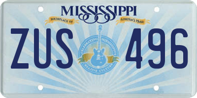 MS license plate ZUS496