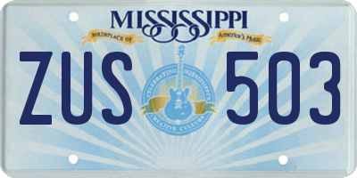 MS license plate ZUS503
