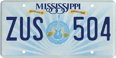 MS license plate ZUS504