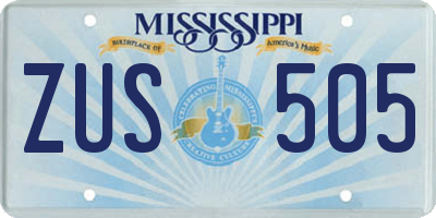 MS license plate ZUS505