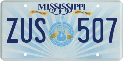 MS license plate ZUS507