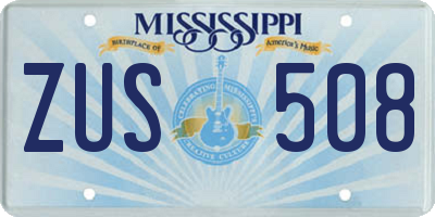 MS license plate ZUS508