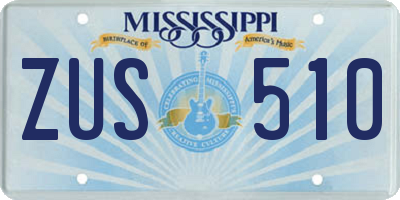 MS license plate ZUS510