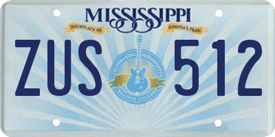 MS license plate ZUS512