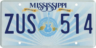 MS license plate ZUS514