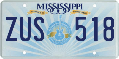 MS license plate ZUS518