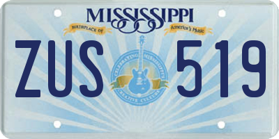 MS license plate ZUS519