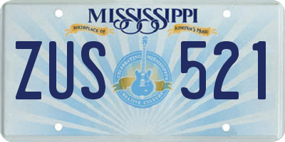 MS license plate ZUS521