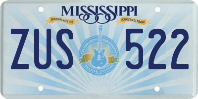 MS license plate ZUS522