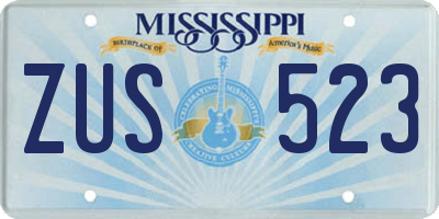 MS license plate ZUS523