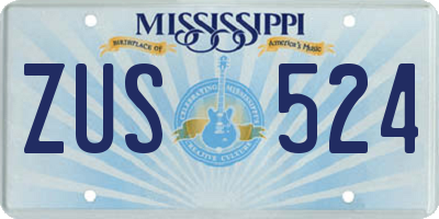 MS license plate ZUS524