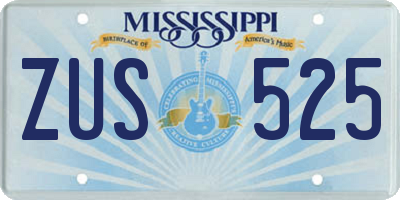 MS license plate ZUS525