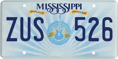 MS license plate ZUS526