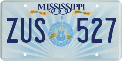 MS license plate ZUS527