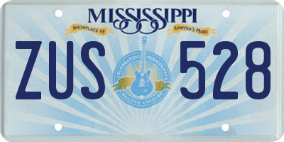 MS license plate ZUS528