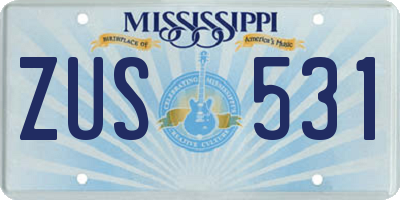 MS license plate ZUS531