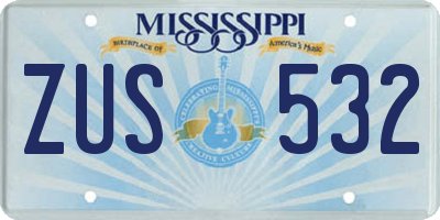 MS license plate ZUS532