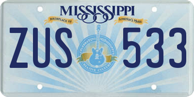 MS license plate ZUS533