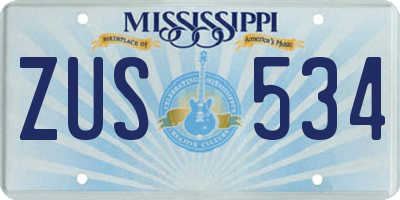 MS license plate ZUS534