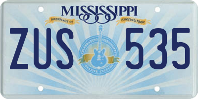 MS license plate ZUS535