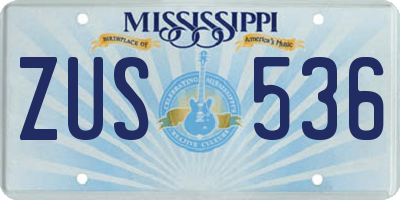 MS license plate ZUS536