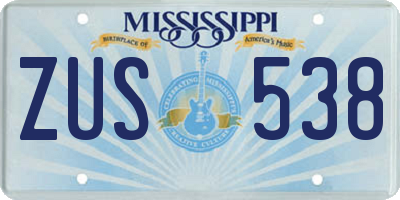 MS license plate ZUS538