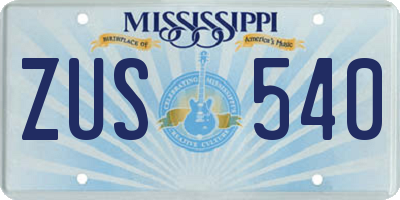 MS license plate ZUS540