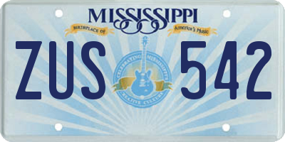 MS license plate ZUS542