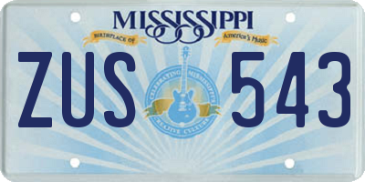 MS license plate ZUS543