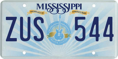 MS license plate ZUS544
