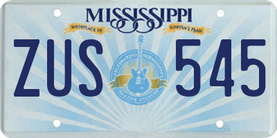 MS license plate ZUS545