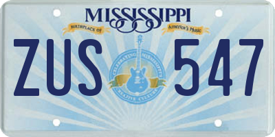 MS license plate ZUS547