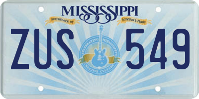 MS license plate ZUS549