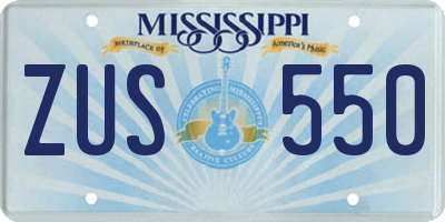 MS license plate ZUS550