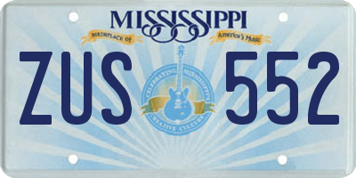 MS license plate ZUS552